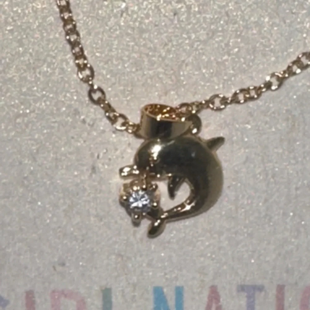 Gold Dolphin Pendant Necklace for Kids